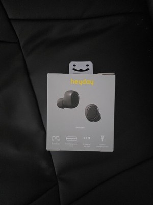 Heyday Wireless Bluetooth Earbuds Black with USB-C Cable