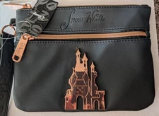 Disney Buckle Down Snow White 2 Zip Black Purse Castle Wristlet New With Tag