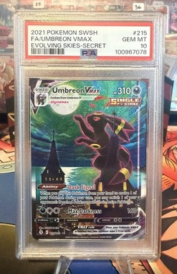 Umbreon VMAX 215/203 Alt Art Moonbreon Pokemon Evolving Skies PSA