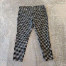 Old Navy Pixie Ankle Pants Womens Size 8 Black Plaid Skinny Pockets Cotton Blend