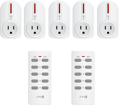 JTD 5 Pack Wireless Remote Socket Energy Saving Electrical Outlet/Plug Switch