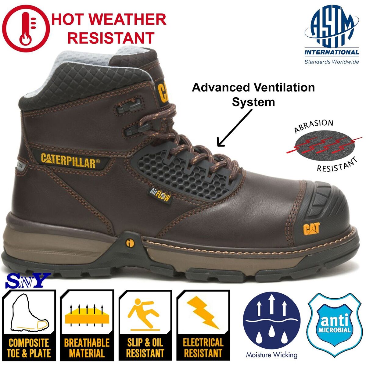 Bota Caterpillar Second Shift Medium Charcoal Original C/not