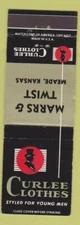 Matchbook Cover - Curlee Men's Clothes Marrs & Twist Meade KS