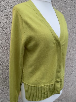 PURE Collection KASCHMIR GELB CARDIGAN PULLOVER OBERTEIL 14 Designer sichtbare Nähte