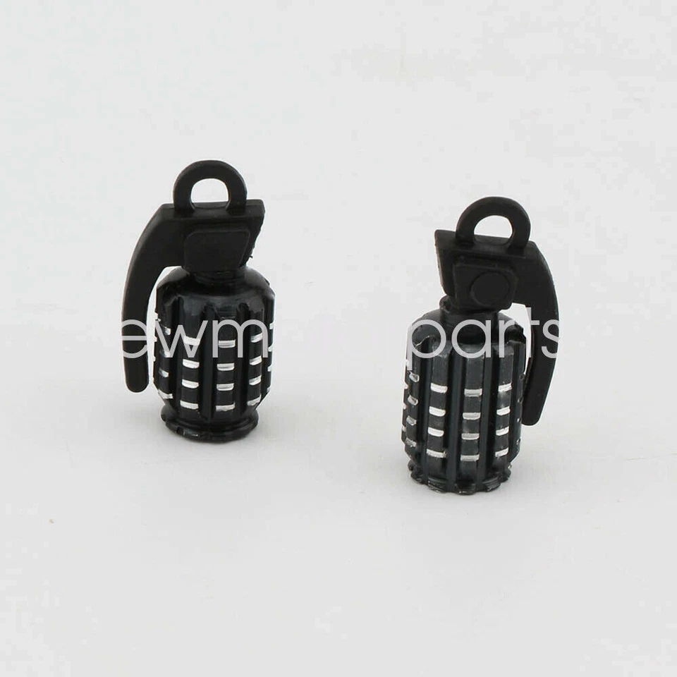 2pcs Black Aluminum Motorcycle Tire Valve Stem Caps Bomb Grenade Style For Honda - Image 2 of 4