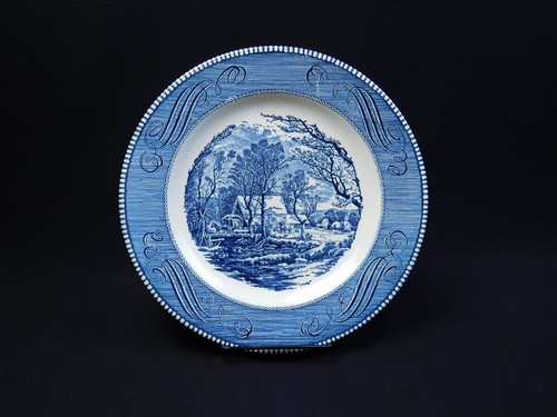 4 Vtg Royal China Currier & Ives Blue Old Grist Miller Dinner Plates 10" - Picture 4 of 13