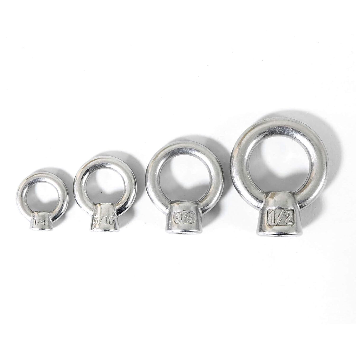4 Packs 316 Stainless Steel Eye Nuts 3/8\" UNC Female Thread Fasteners