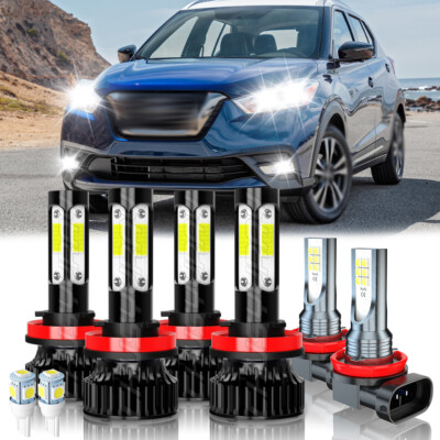 For Nissan Kicks 2017-2020 6x Combo LED Headlight High Low + Fog light bulbs Kit