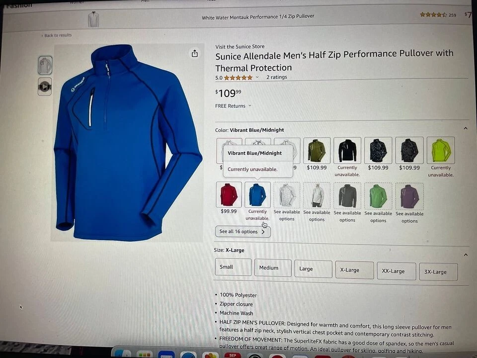 Pullover Sunice Allendale Hombre Media Cremallera Rendimiento Protección Térmica Ahorra 49% Foto 2 de 4