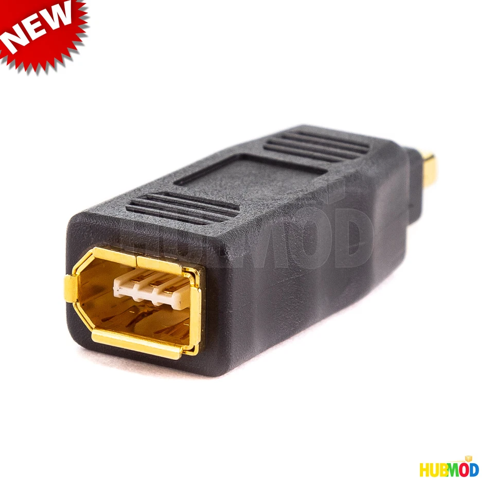 2x GE 24K GOLD Plated Female 6 Pin to 4 Pin Male F/M FIREWIRE IEEE 1394 Adapter - Image 2 of 3