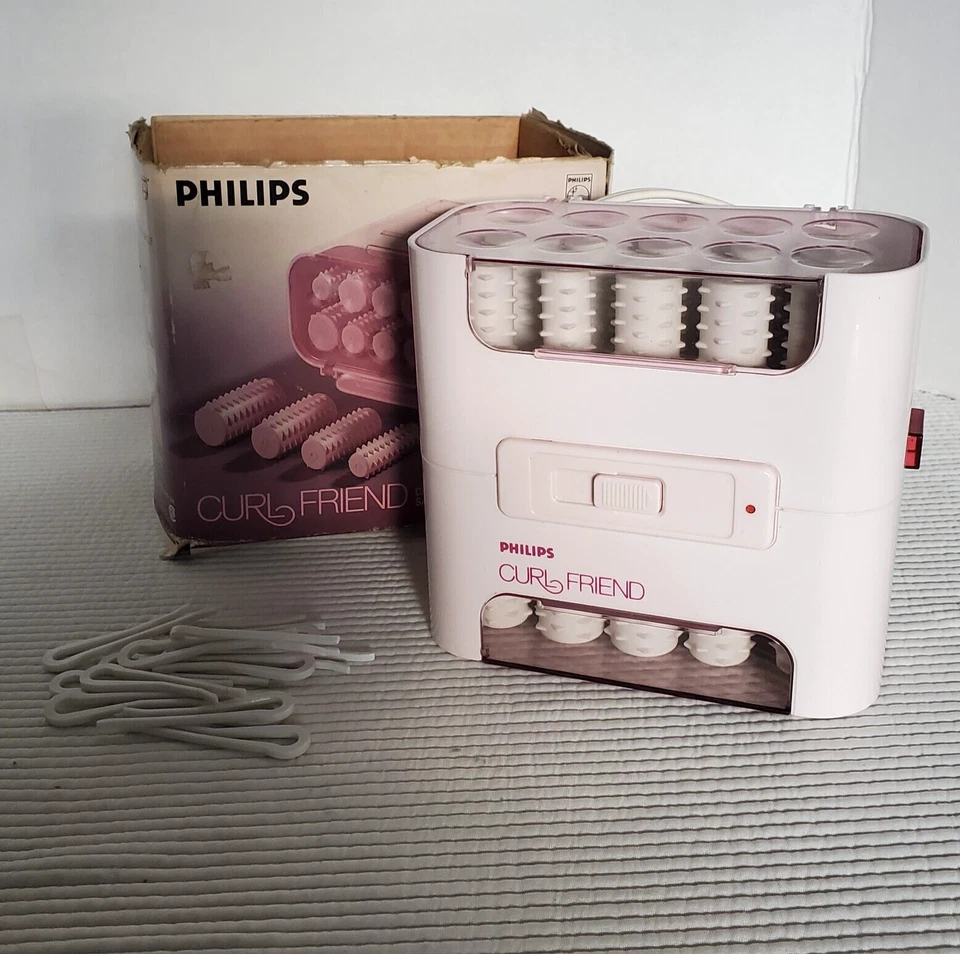Philips Curl Friend Hairsetter Caja Rodillos Desfile Rizadores HP1630 Niebla Secado Funciona Foto 2 de 4
