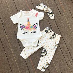NWT Unicorn Baby Girls Bodysuit Sparkle Gold Pants Headband Outfit 18-24 Months