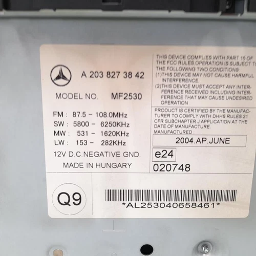 A2038273842 System Audio / Radio/CD für MERCEDES-BENZ Klasse C ( Bm 203) S - Bild 5 von 10