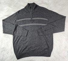 DOCKERS Sweater Adult L Gray Quarter Zip Long Sleeve Knit Pullover Mens