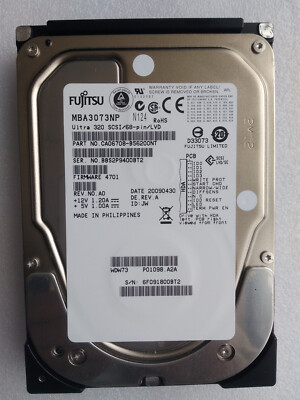 Fujitsu MBA3073NP 73G 3.5' 15000 U320 68pin SCSI 15K hard driver hdd