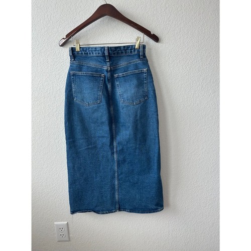 COS Front-Slit Denim Midi Skirt - Picture 3 of 5