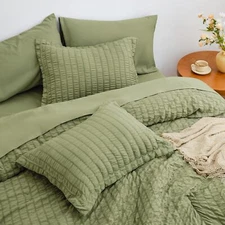 Sage Green King Size Bed Comforter Set 7 Piece, All Season Bedding Set