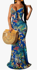 NEW Shekiss Women's Floral Spaghetti Strap Long Maxi Dress Size XL