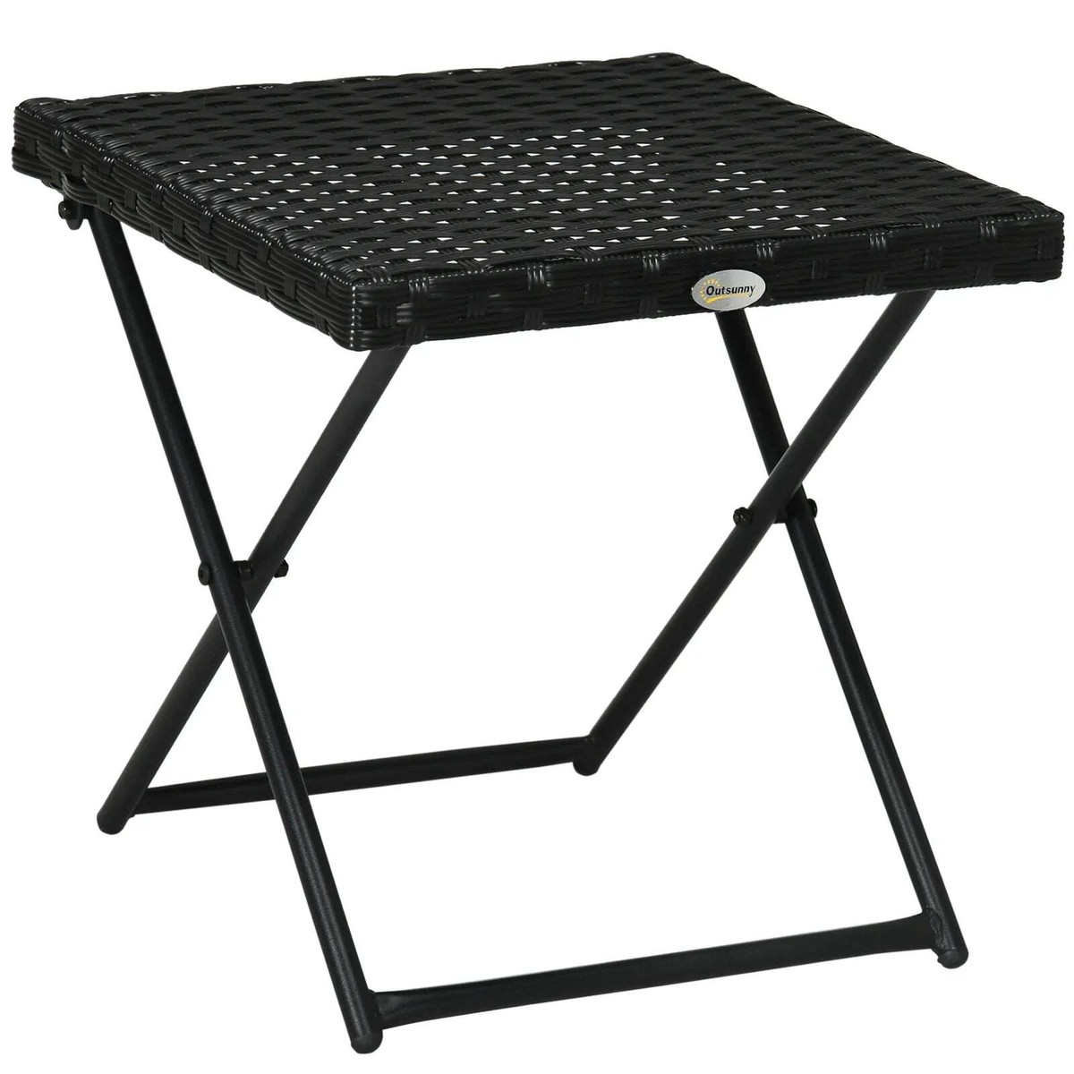 Outsunny Square PE Wicker Rattan Folding Table Black
