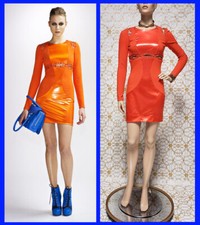 PRE-Fall 2010 look # 15 NEW VERSACE ORANGE MINI DRESS with COLD CHAINS 38 - 2