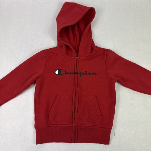 Boys Champion Red Hooded Sweatshirt Hoodie Full Zip Size 4T