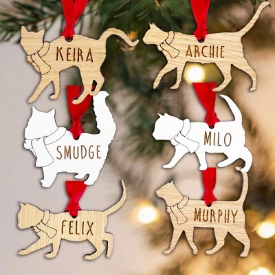 MY PRETTY LITTLE GIFTS Personalised Cat Decoration - Christmas Tree gift present - Various Pet Breeds