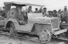 WW2 Picture Photo Burma 1944 General Stilwell in Jeep adapted for rail use 2803