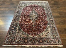 4x6 Silk Rug Very Fine 650 KPSI Silk Per'sian Carpet Red Floral Medallion