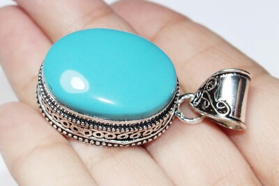 Turquoise Oval Shape Gemstone Handmade Pendant Jewellery Pendant Size 2 Inches