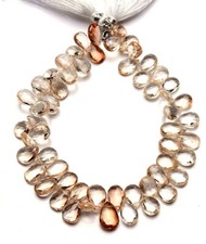 9" Imperial Topaz Beads 10x7 to 11x8MM Faceted Pear Gem Briolettes for Jewelry