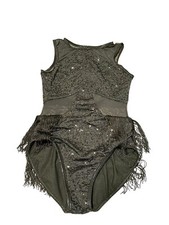 Balera Womens Leotard One Piece For Dance Sequin Black Fringe Sz SA