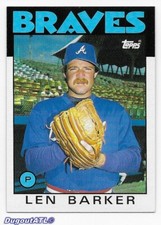 ⚾️ 1986 ~ Topps #24 ~ Len Barker ~ Braves ~ VgEx=4