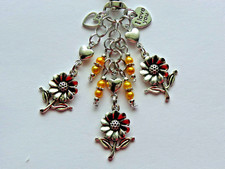 SUNFLOWERS LOVE YOU HEART KEY CHAIN PURSE CLIP BAG CHARM FOB BACKPACK
