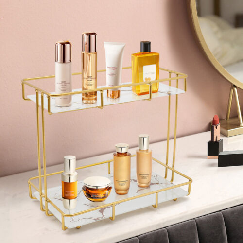 2-Tier Bathroom Organizer Countertop Perfume Organizer Makeup Storage Holder