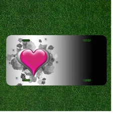 PERSONALIZED CUSTOM ALUMINUM LICENSE PLATE Car Tag With Pink Heart Add Names