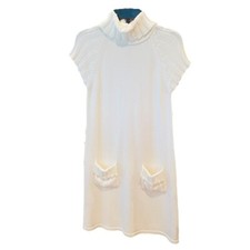 Calvin Klein women’s short sleeve turtleneck sweater dress SZ Small ivory