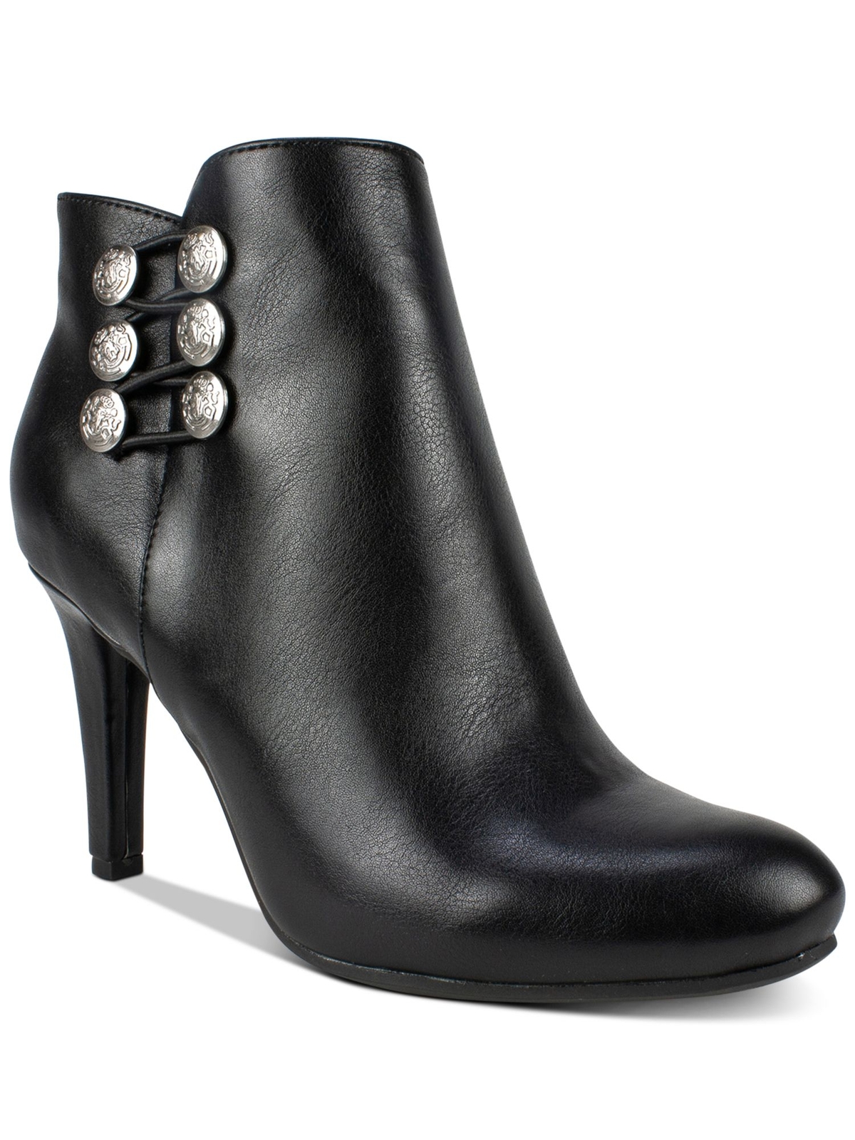 RIALTO Womens Black Military-Up Button Cairo Almond Toe Stiletto Booties 5.5 M