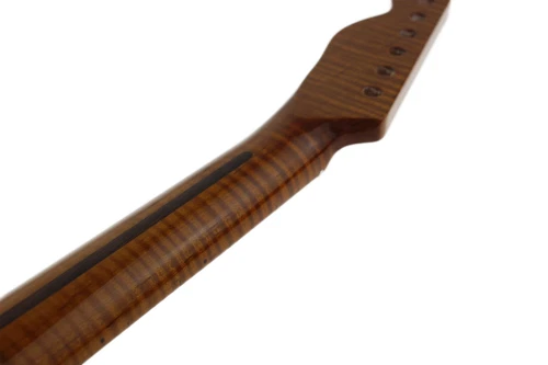 21 Fret Electric Guitar Neck Gloss Roast Flamed Maple Radius 14" for TL Tele DIY