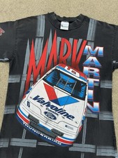 Vintage 90s Mark Martin NASCAR All Over Print Racing T-Shirt M Made In USA
