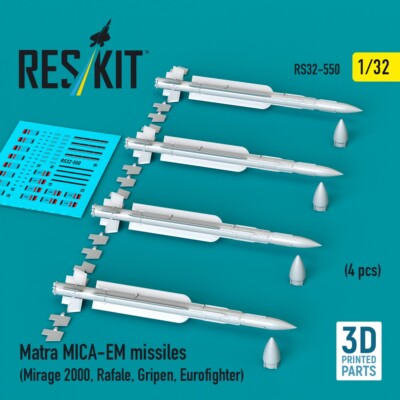 1:32 Matra MICA-EM missiles (4 pcs) (Mirage 2000, Rafale, Gripen, Eurofighter)