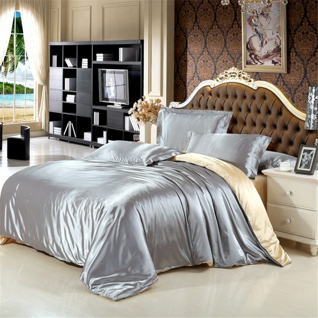 Bedroom Silk Blend Big Size Duvet Cover Pillowcase Sheet Bedding