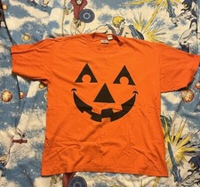Vintage Single Stitch Halloween Jack-o-lantern T-Shirt Made In USA Size XL EUC