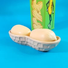 Vtg 70s Avon NUTTY Mr Peanut Shell Dish 2 Soap Nuts Candy Trinket Desk Caddy NOS