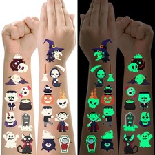 Halloween Luminous Temporary Tattoo for Kids 250 Horror Glow Halloween Part...