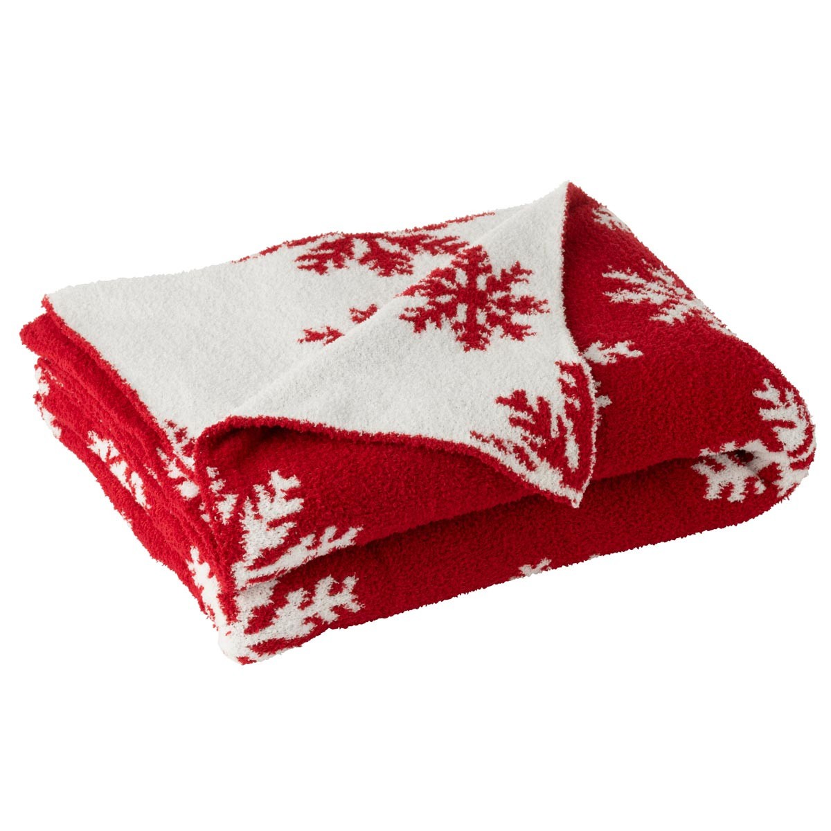 Plaid imprimé flocons rouge et blanc haut de gamme couverture douce 130x170cm