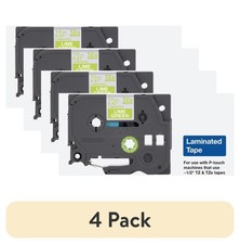 1/2-Inch White on Lime Green Laminated Label Tape, 4-Pack, Durable
