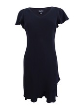 SL Fashions Women's V-Neck Layered Dress (6, Black) 794093595467