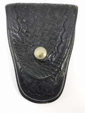 Bucheimer Black Basketweave Leather Handcuff Pouch Holster Law Enforcement 228-M