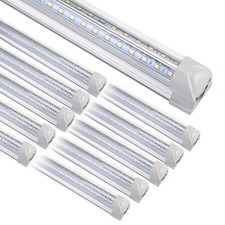 8FT LED Shop Light Fixture, White 10 Pack T8 Integrated Tube Lights, 72W