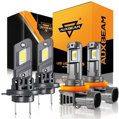 4x AUXBEAM H7 H11 LED Headlight Super Bright Kit 6500K White High Low Beam Combo